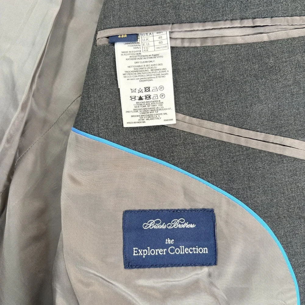 Brooks Brothers Explorer Suit Grey Vitale Barberis Canonico Italy Wool Men 48R